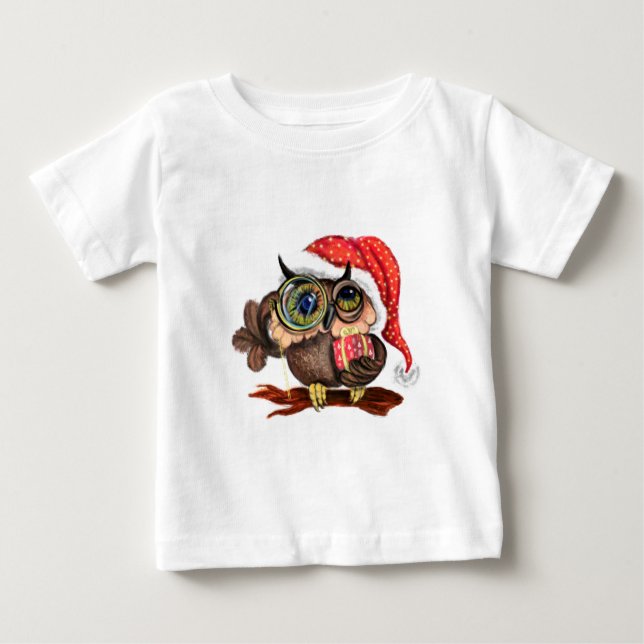 Camiseta de Natal da Coruja Bonita (Frente)