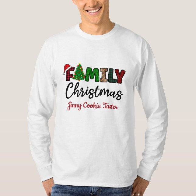 Camiseta de Natal da Família com nome (Frente)