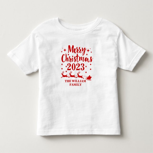 Camiseta de Natal da Família Personalizada Toddler (Frente)