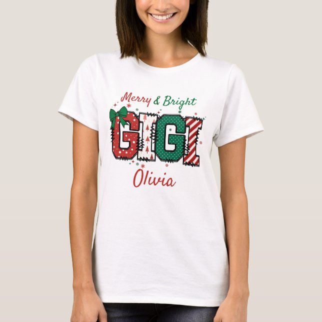Camiseta de Natal da feliz e Gigi Brii da avó (Frente)