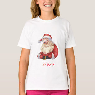 Camiseta de Natal da Menina com Papai Noel Piscand