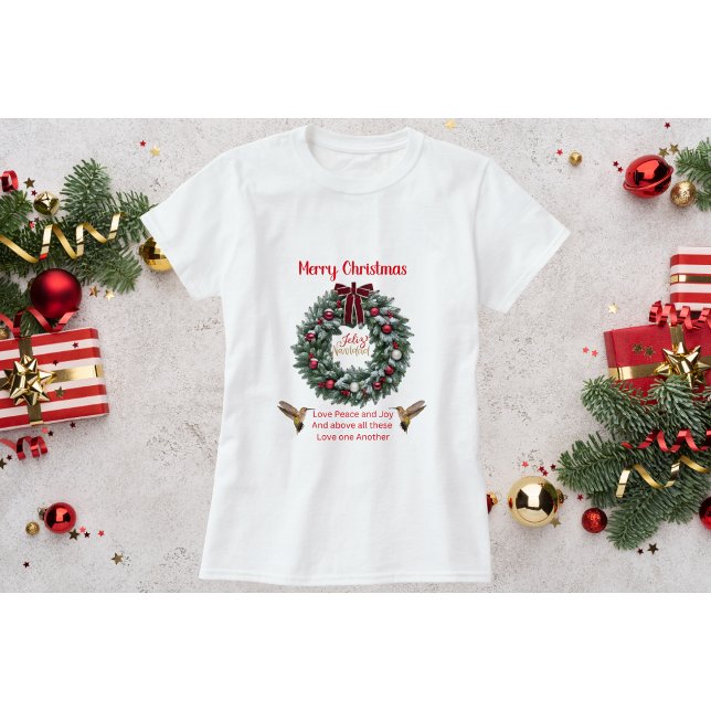 Camiseta de Natal de Beija-flor-Ame o Próximo (Criador carregado)