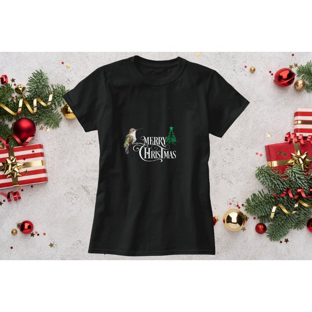 Camiseta de Natal de Beija-flor com pequena árvore (Criador carregado)