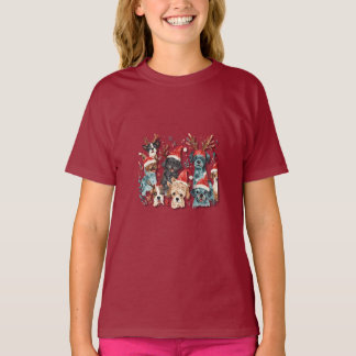 Camiseta de Natal de Cachorro em Arte Linear | Rou