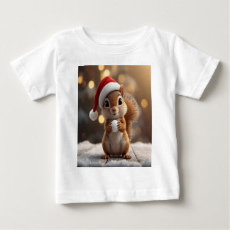 Camiseta de Natal de Esquilo Fofo para Meninas