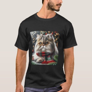 Camiseta de Natal de Gato Persa Festivo Para Amant