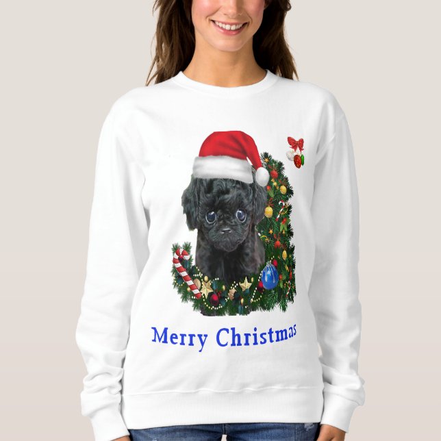 Camiseta de Natal de Poodle Moletom (Frente)