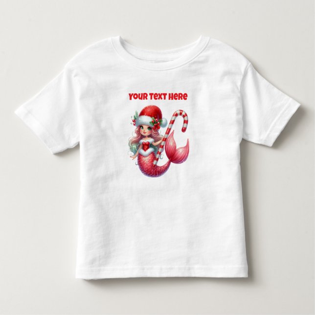 Camiseta de Natal de Sereia para Crianças (Frente)