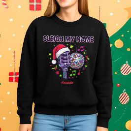 Camiseta de Natal Divertida com Música 'Sleigh My