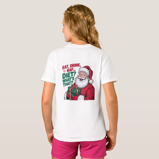 Camiseta de Natal Divertida para Crianças Comer Be (Parte Traseira Completa)