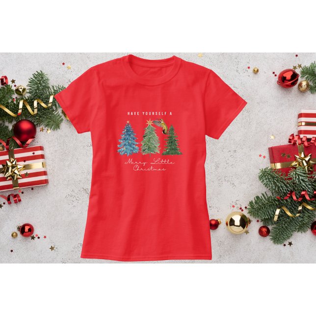 Camiseta de Natal do Beija-flor Vermelho com Árvor (Criador carregado)