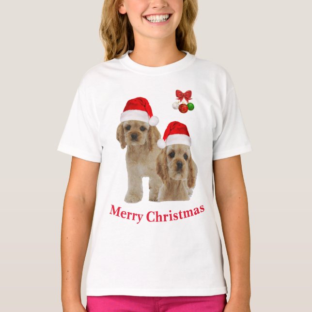 Camiseta de Natal do cocker spaniel (Frente)