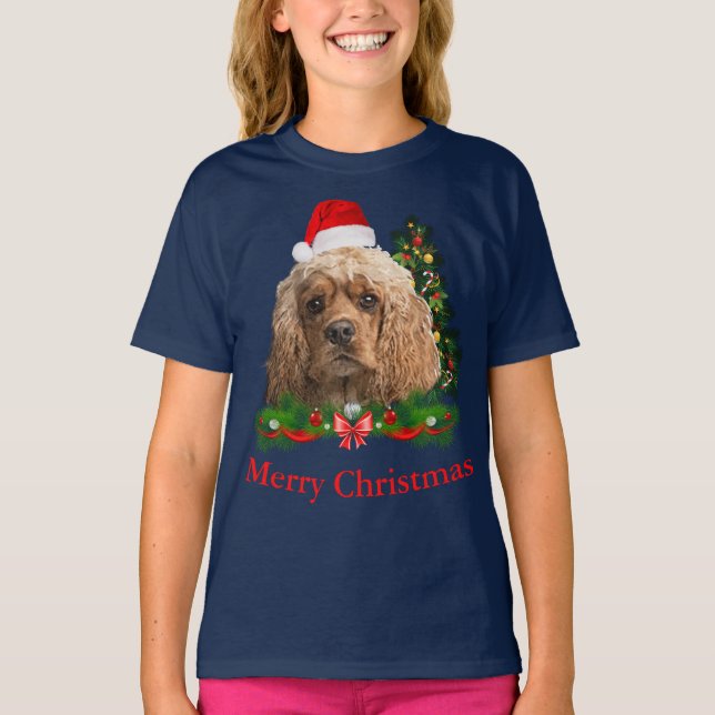 Camiseta de Natal do Cocker spaniel (Frente)
