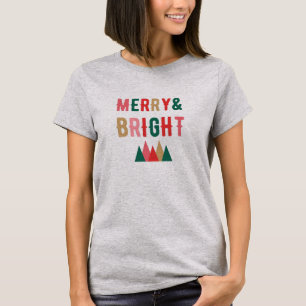 Camiseta de Natal Feminina Alegre e Brilhante
