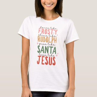 Camiseta de Natal Frosty Rudolf Papai Noel Jesus