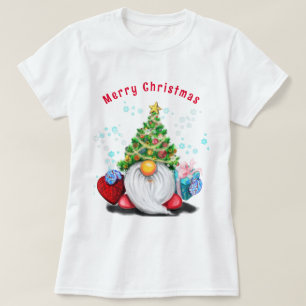 Camiseta de Natal Gnome com Presentes