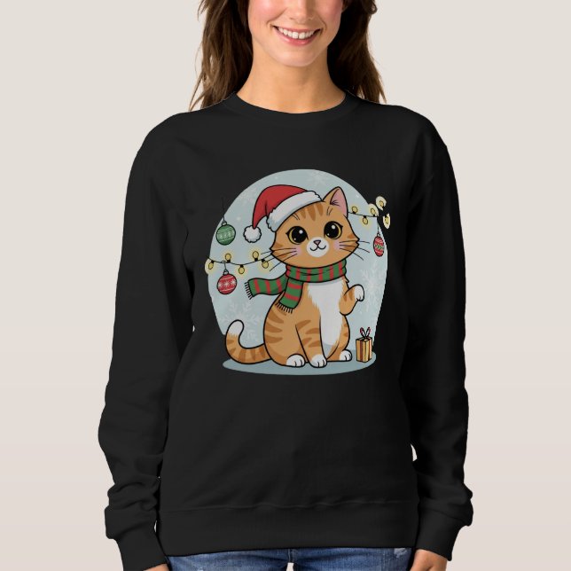 Camiseta de Natal Kitty Santa Aconchegante (Frente)
