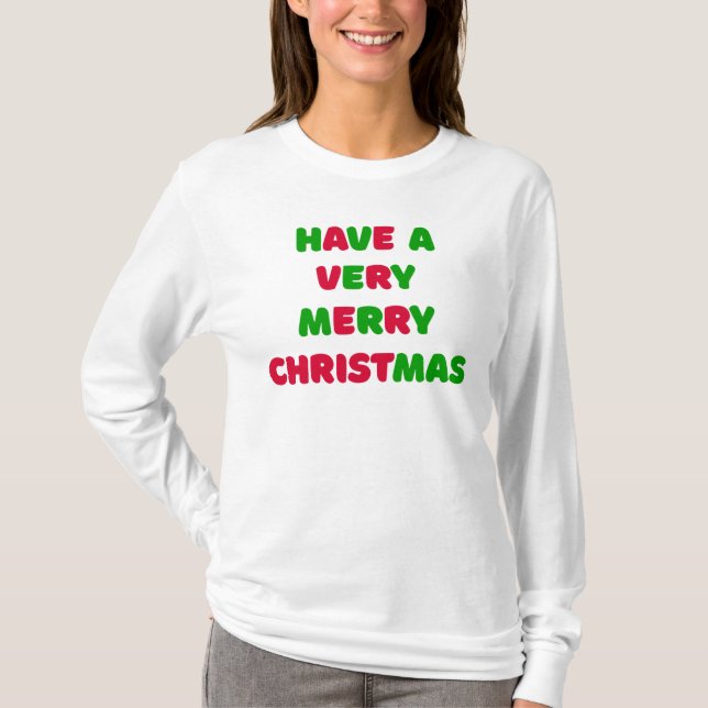 Camiseta de Natal Manga Longa Feminina (Frente)