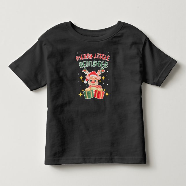 Camiseta de Natal Merry Little Reindeer (Frente)