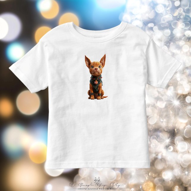 Camiseta de Natal para Bebê Bom Menino Cachorro (Criador carregado)
