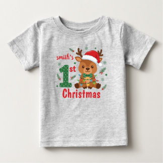 Camiseta de Natal para Bebê Rena de Primeiro Natal