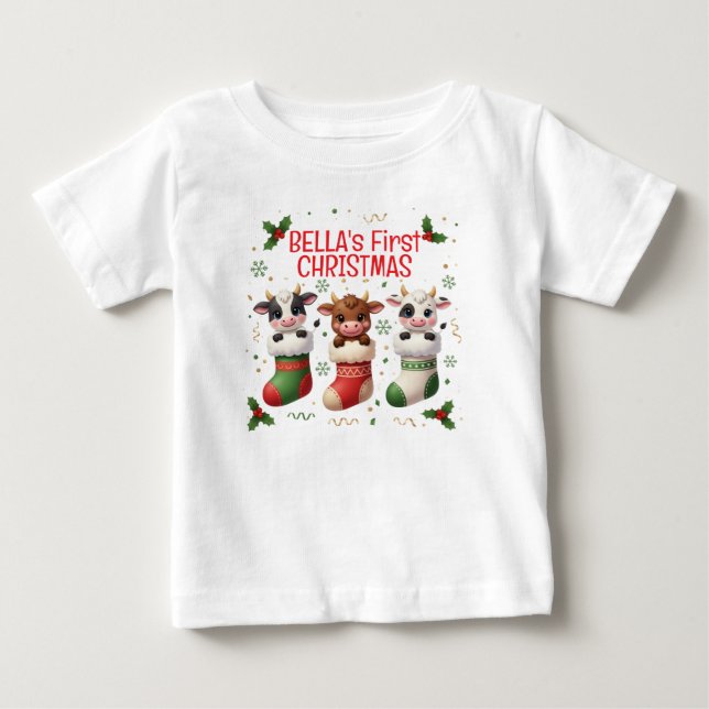 Camiseta de Natal Personalizada do Primeiro Boi do (Frente)