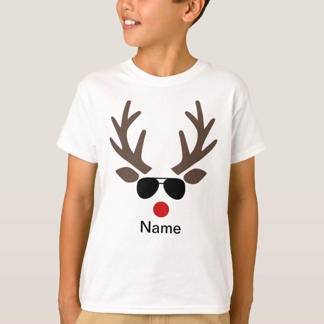 Camiseta de Natal personalizada Rudolph Reindeer (Frente)
