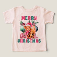 Camiseta de Natal rosa Vaca Toddler