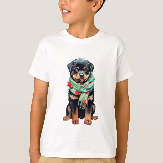 Camiseta de Natal Rottweiler - Feriado Divertido (Frente)