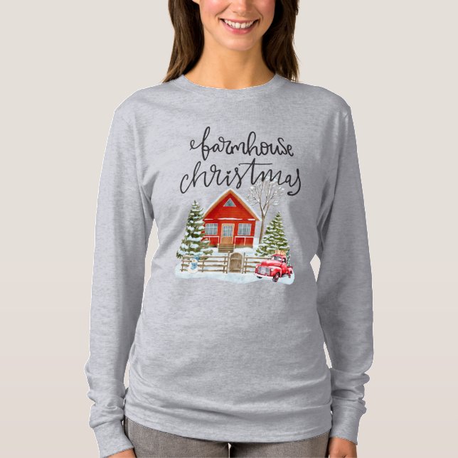 Camiseta de Natal Rustic Holiday Farmhouse (Frente)