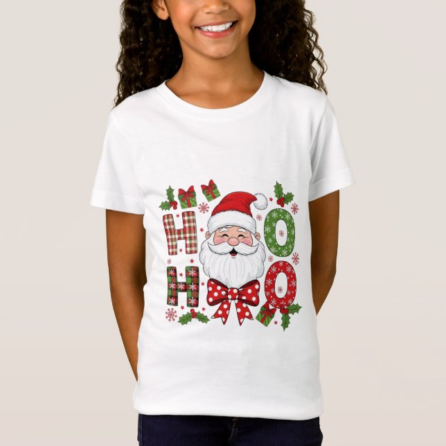 Camiseta de Natal Santa Ho Ho para Crianças (Frente)