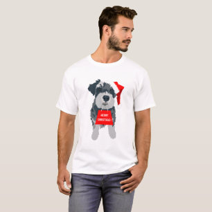 Camiseta de Natal Schnauzer Cachorro Santa Hat