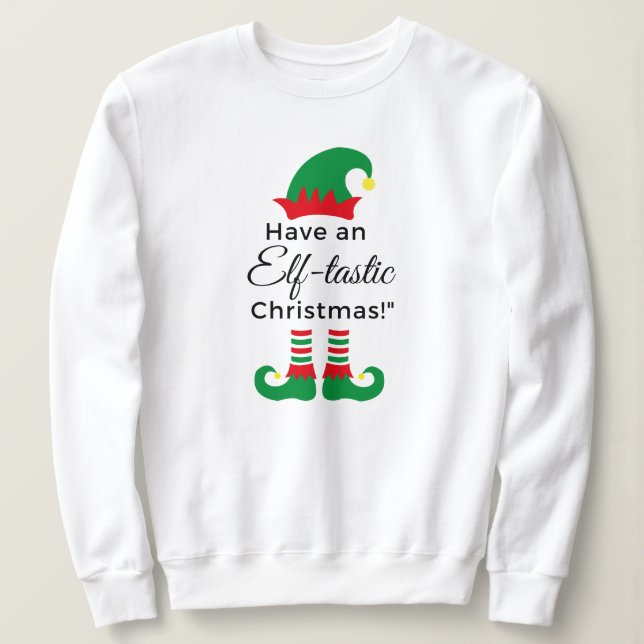 Camiseta de Natal Senhoras - Elf-tastic! (Frente do Design)