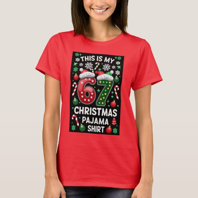 Camiseta de Natal Six Seven 6 7 Meme Camisa de Fes (Frente)