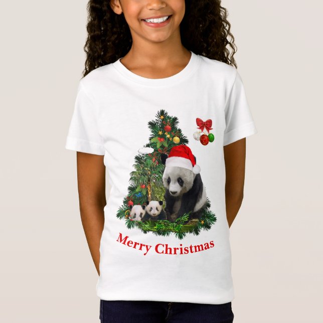 Camiseta de Natal Ursos Panda (Frente)