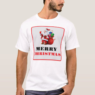 Camiseta de Natal Vermelho Moderno e feliz Brilhan