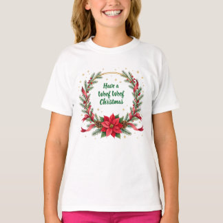 Camiseta de Natal Woof Woof - Texto Personalizável
