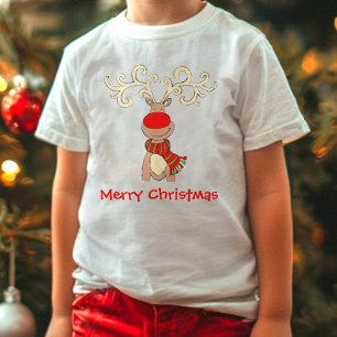 Camiseta de neve de rena vermelha
