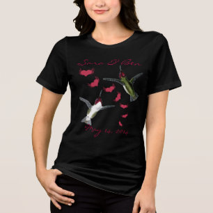 Camiseta de Noiva Beija-flores & Corações Grunge