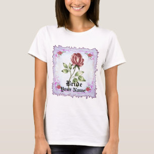 Camiseta de noiva Rosa vermelha adorável