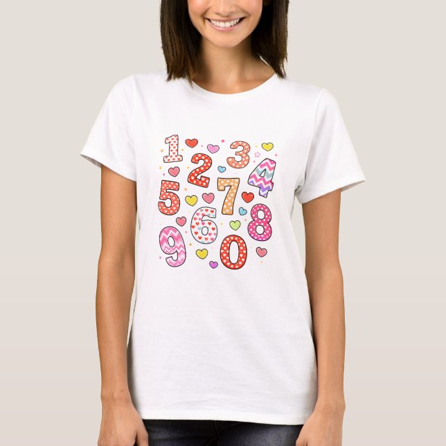 Camiseta de números de matemática fofa para crianç (Frente)