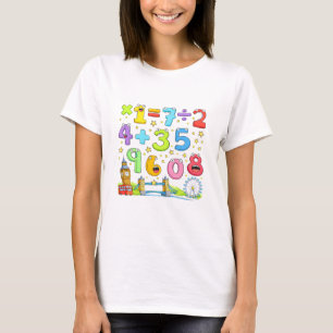 Camiseta de Números de Matemática Fofa para Crianç