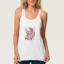 Camiseta de Óculos de Gatinho de Desenho Animado R