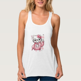 Camiseta de Óculos de Gatinho de Desenho Animado R