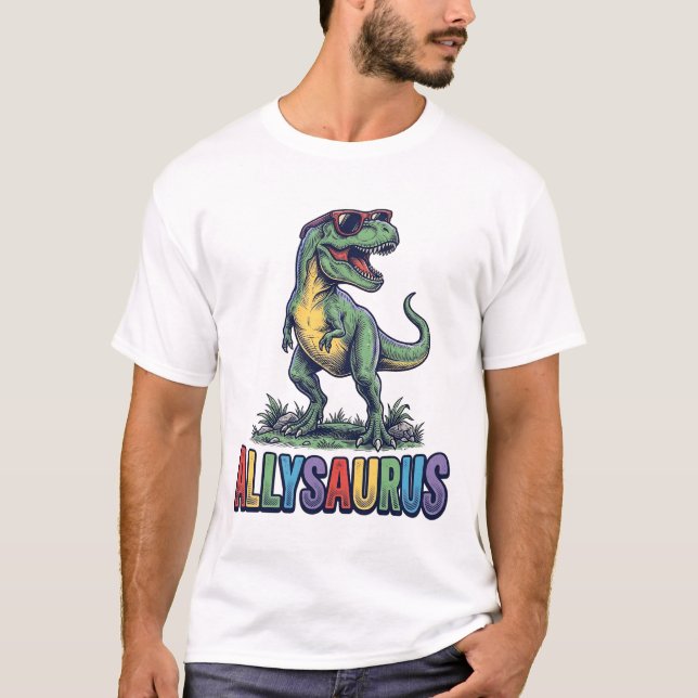 Camiseta de óculos de sol de dinossauro Allysaurus (Frente)