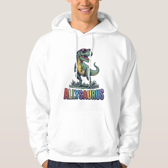 Camiseta de óculos de sol de dinossauro retrô Ally (Frente)