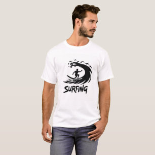 Camiseta de Onda com Silhueta de Surfista Ousada