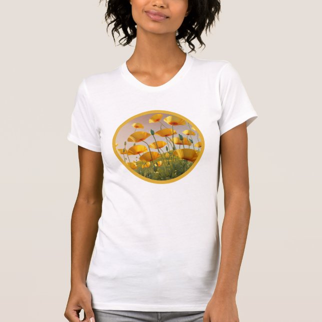 Camiseta de ouro California Poppy Meadow Women. (Frente)