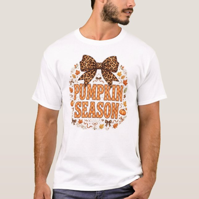 Camiseta de outono com laço de leopardo da tempora (Frente)