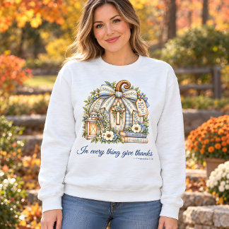 Camiseta de Outono de Abóbora Cristã Agradeça